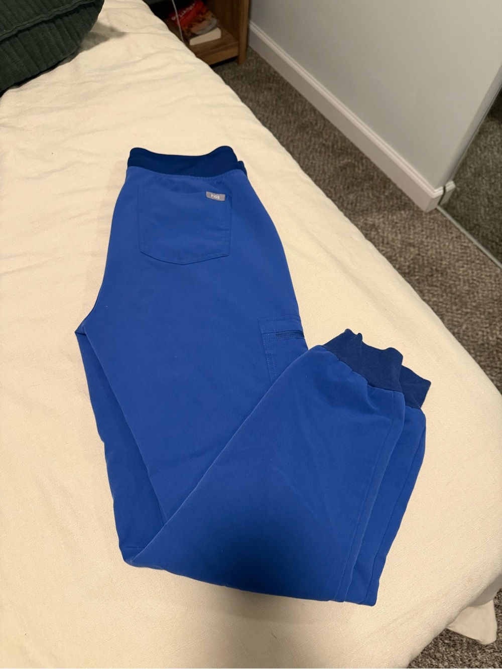 Figs Blue Jogger Scrub Pants with Contrast Waistband